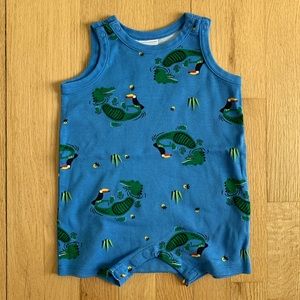 HannaAndersson boys romper outfit.